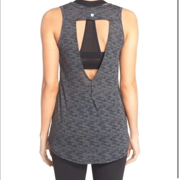 Zella Lean Routine Cut Out Back Workout Scoop Neck Burnout Tank Black Sz Medium - Picture 4 of 9